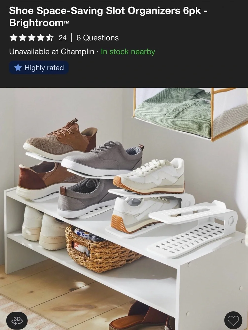 Adjustable White Shoe Organizers - Stackable Home Storage